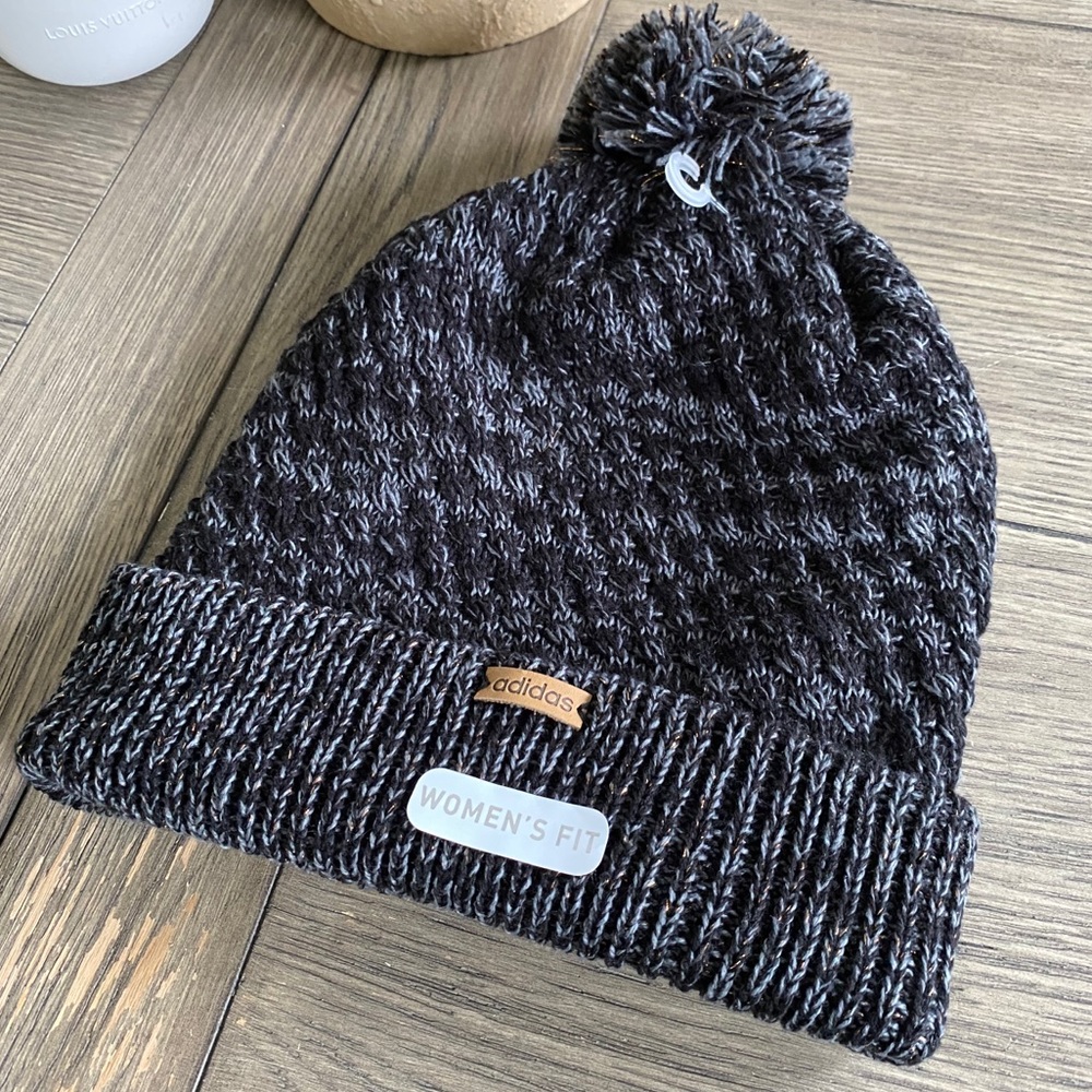 New Adidas Lux Knit Beanie with Pom